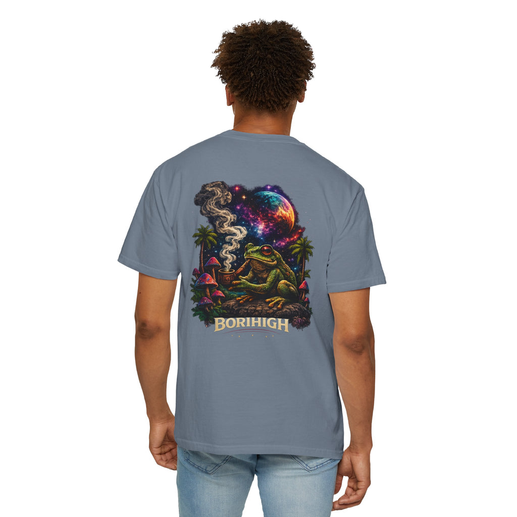 Frog Smoking Galaxy T-Shirt — 'Bonthigh' Retro Neon Graphic Tee