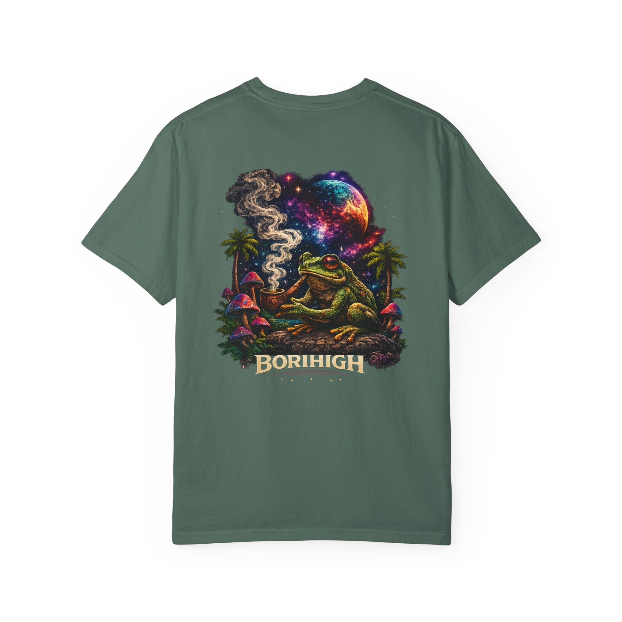 Frog Smoking Galaxy T-Shirt — 'Bonthigh' Retro Neon Graphic Tee
