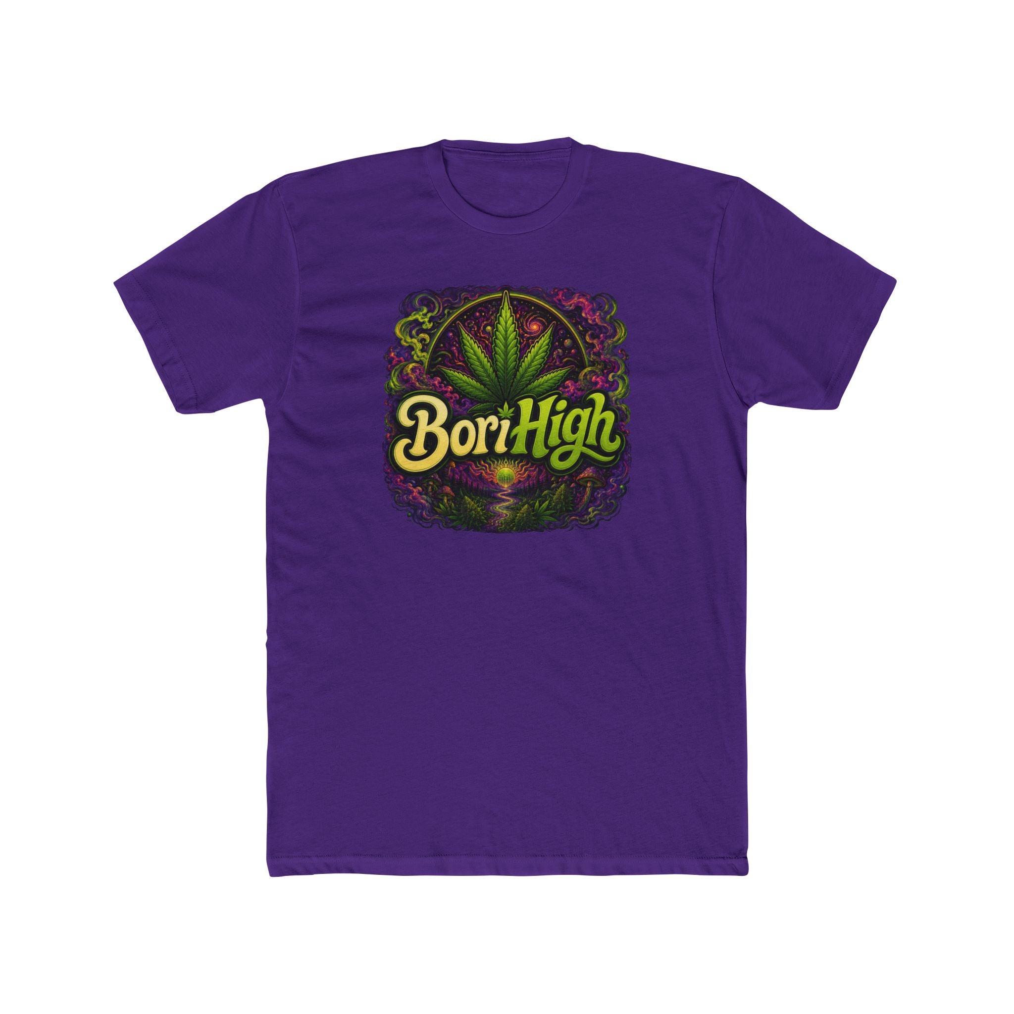 Bori High Cannabis Leaf Graphic Tee — Retro Stoner Vibe T-Shirt