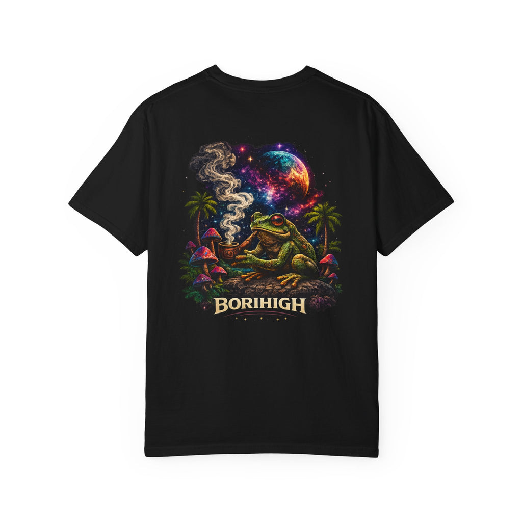 Frog Smoking Galaxy T-Shirt — 'Bonthigh' Retro Neon Graphic Tee
