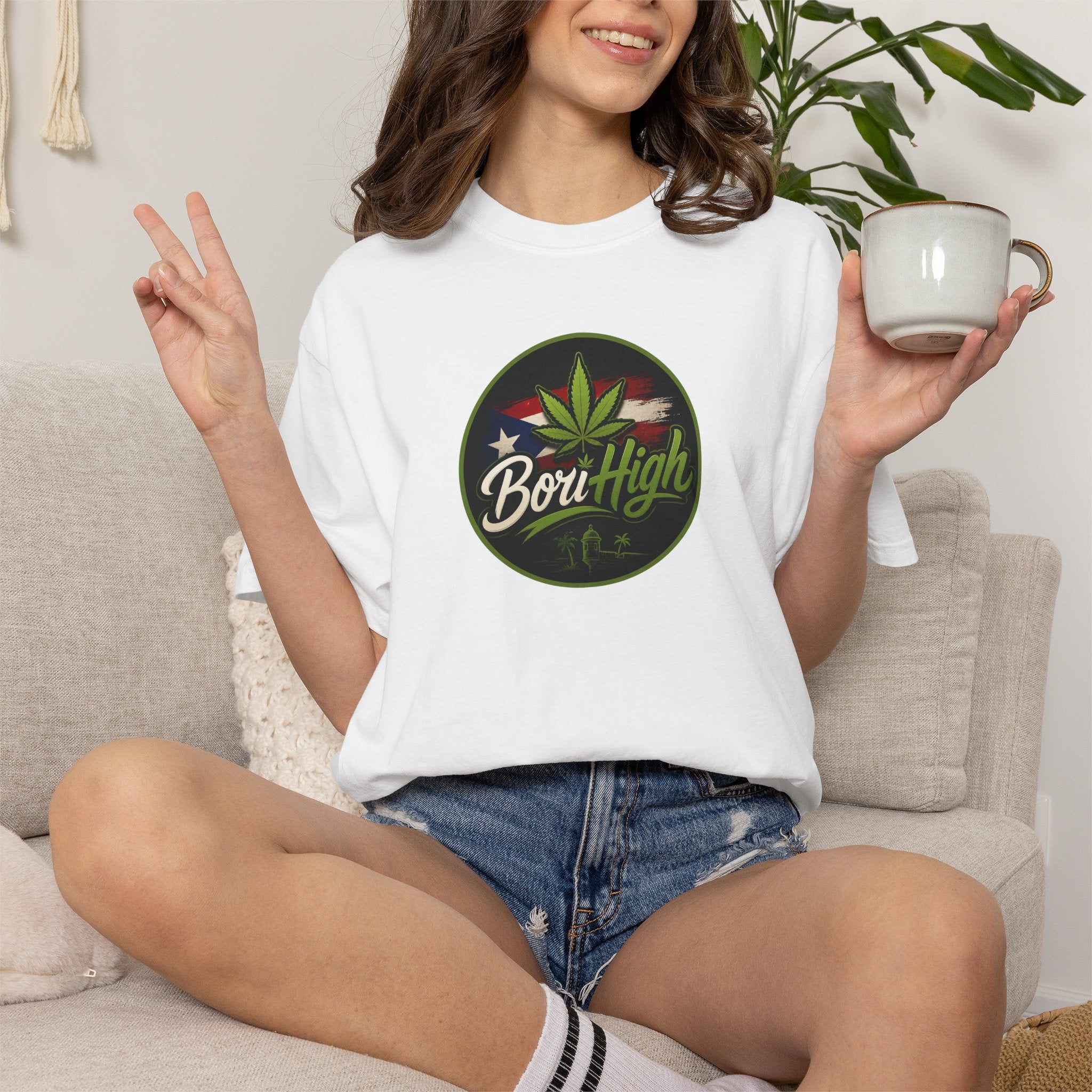 Born High Cannabis Leaf Graphic T-Shirt — Retro Rasta Weed Tee