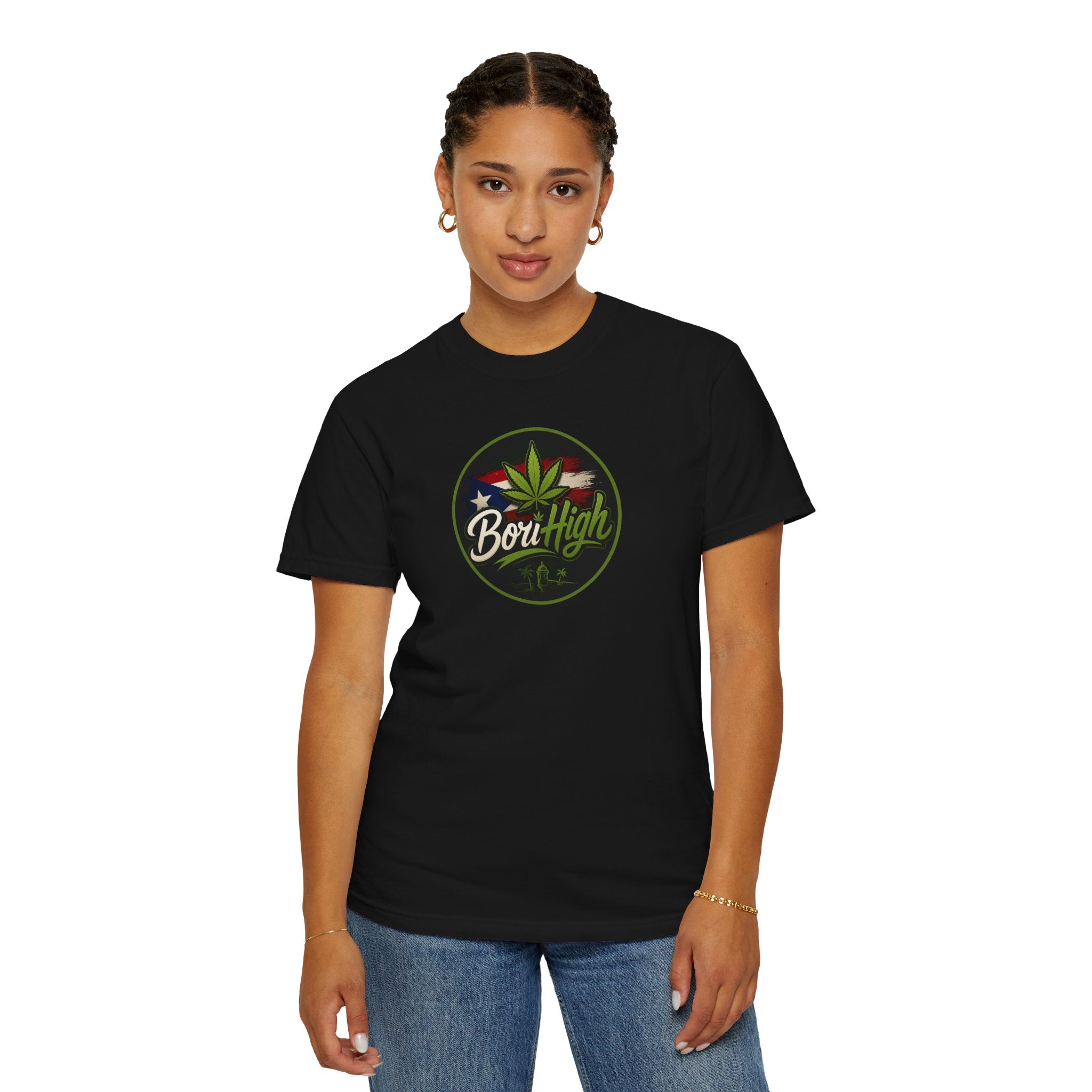 Born High Cannabis Leaf Graphic T-Shirt — Retro Rasta Weed Tee