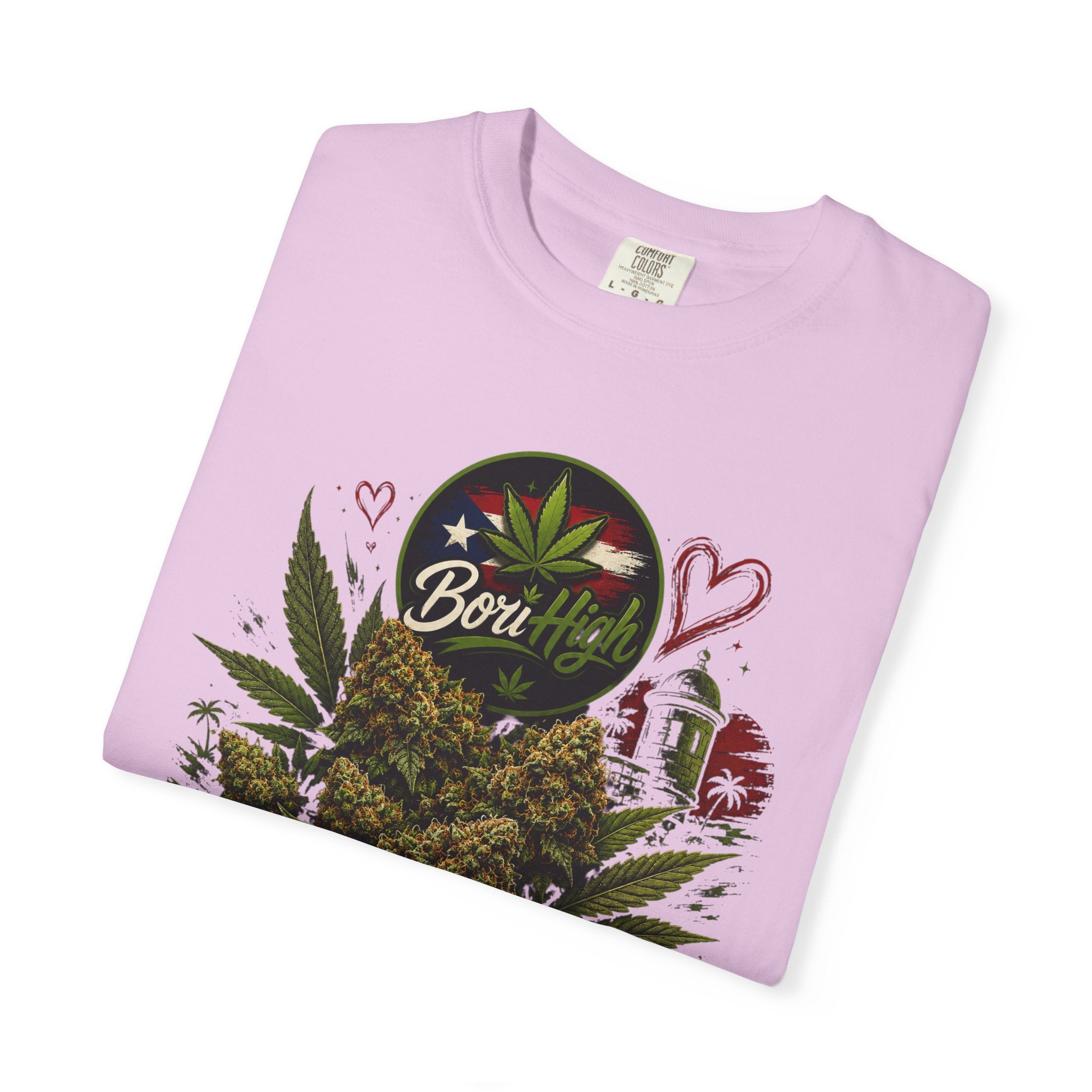 T-Shirt "Born to Be High" Cannabis Leaf & Bud Graphic Tee