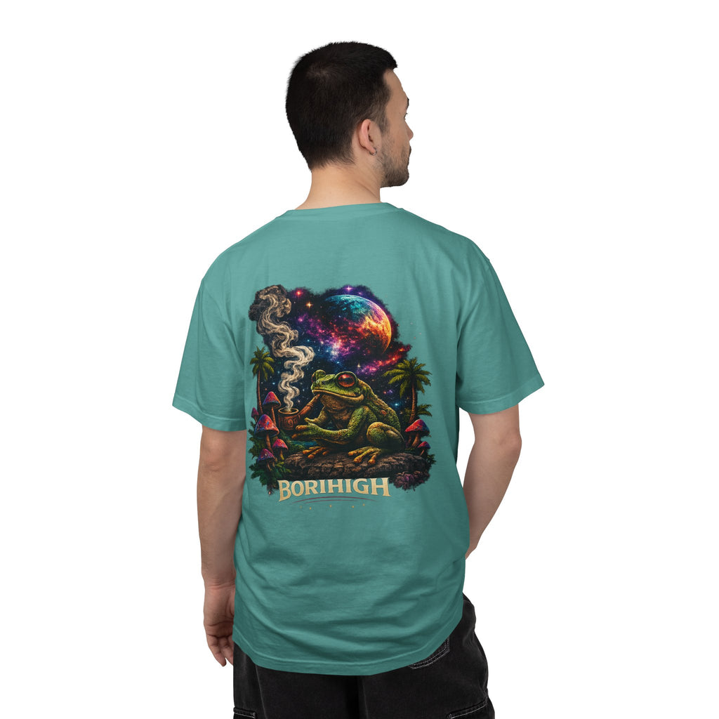 Frog Smoking Galaxy T-Shirt — 'Bonthigh' Retro Neon Graphic Tee