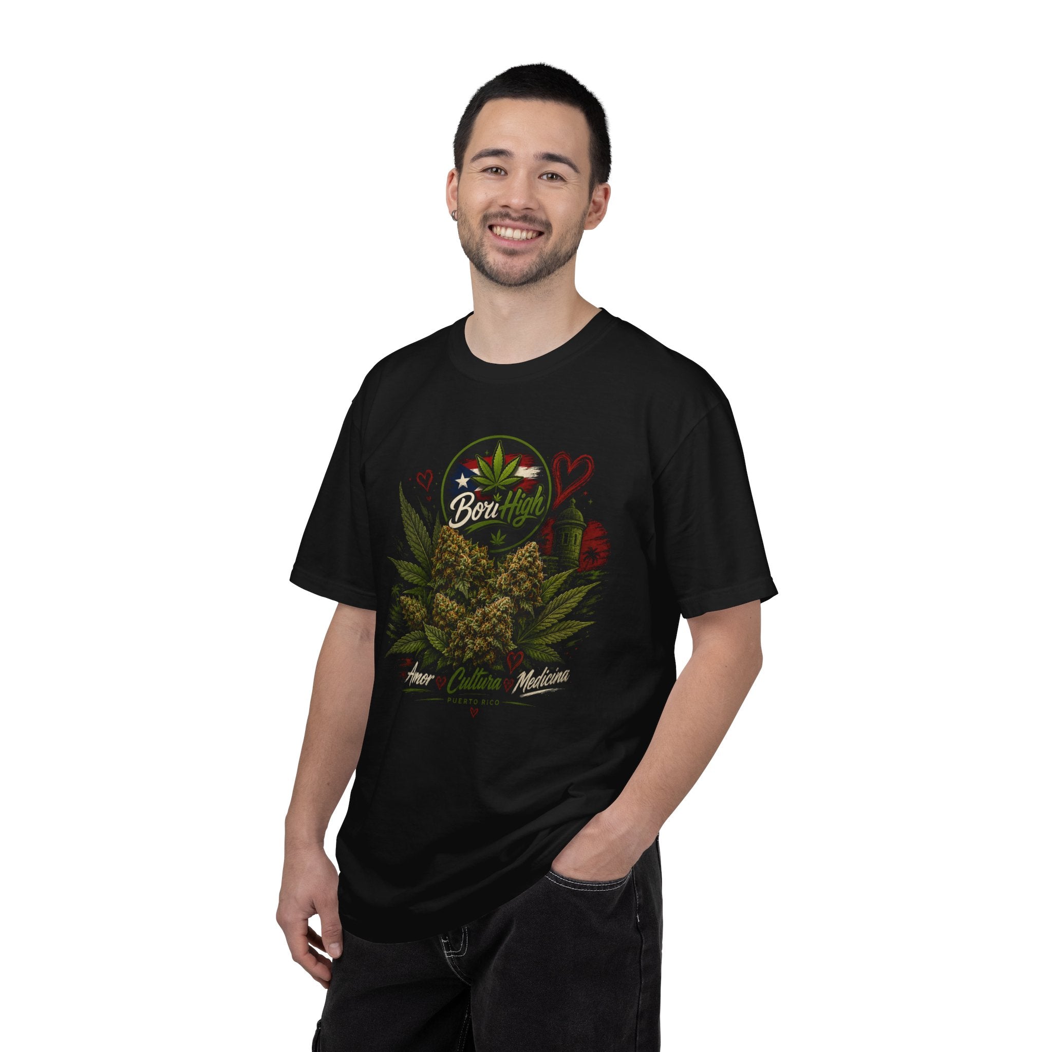 T-Shirt "Born to Be High" Cannabis Leaf & Bud Graphic Tee