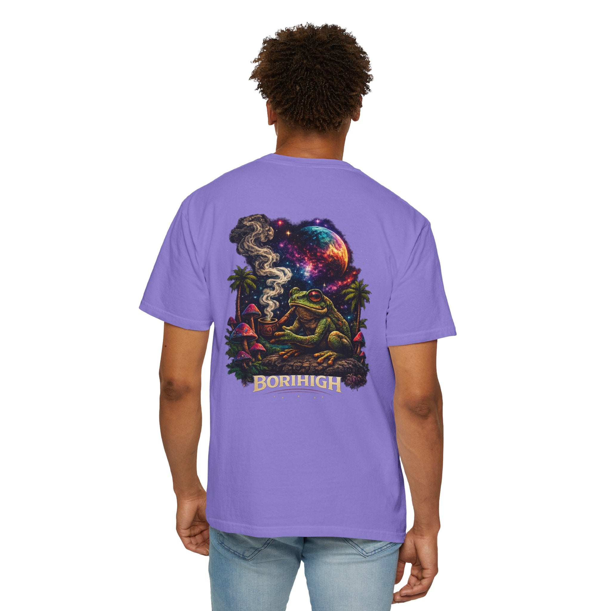 Frog Smoking Galaxy T-Shirt — 'Bonthigh' Retro Neon Graphic Tee