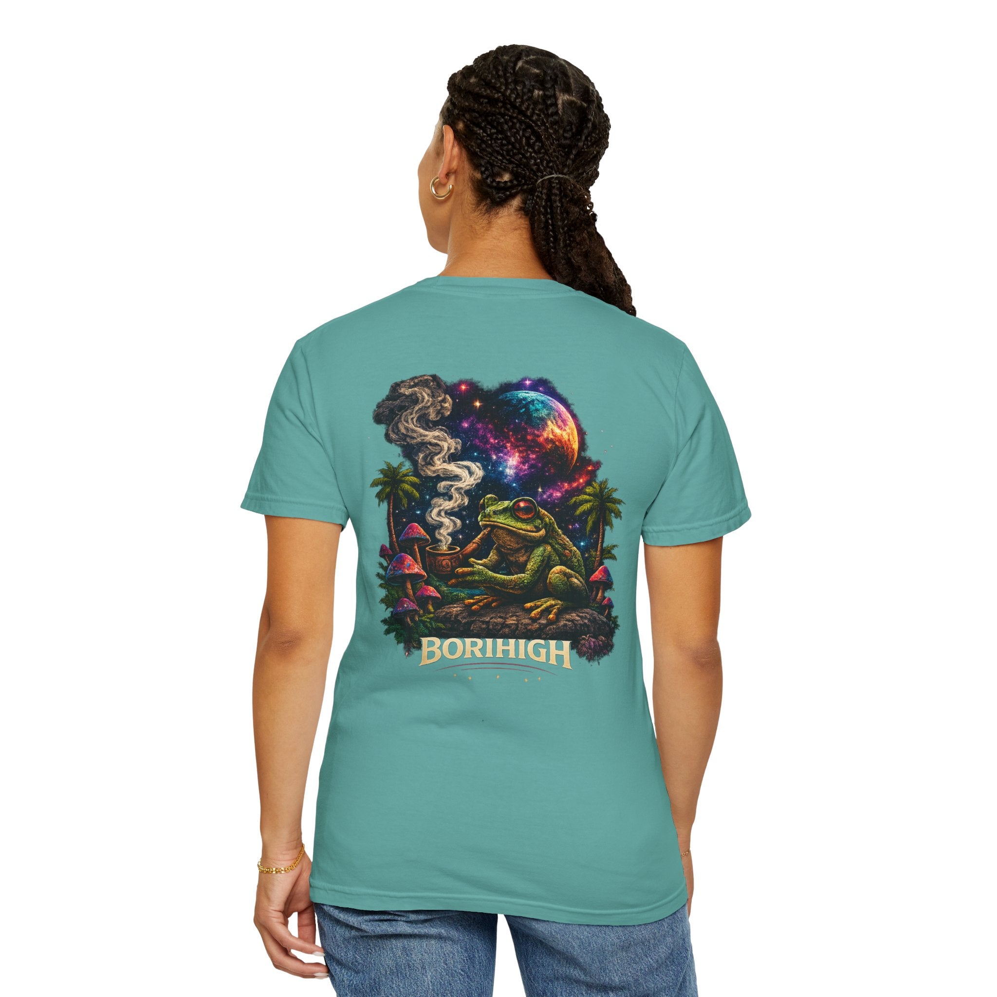 Frog Smoking Galaxy T-Shirt — 'Bonthigh' Retro Neon Graphic Tee