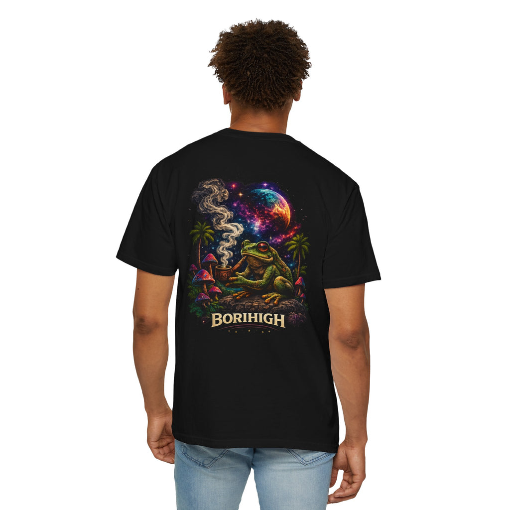 Frog Smoking Galaxy T-Shirt — 'Bonthigh' Retro Neon Graphic Tee