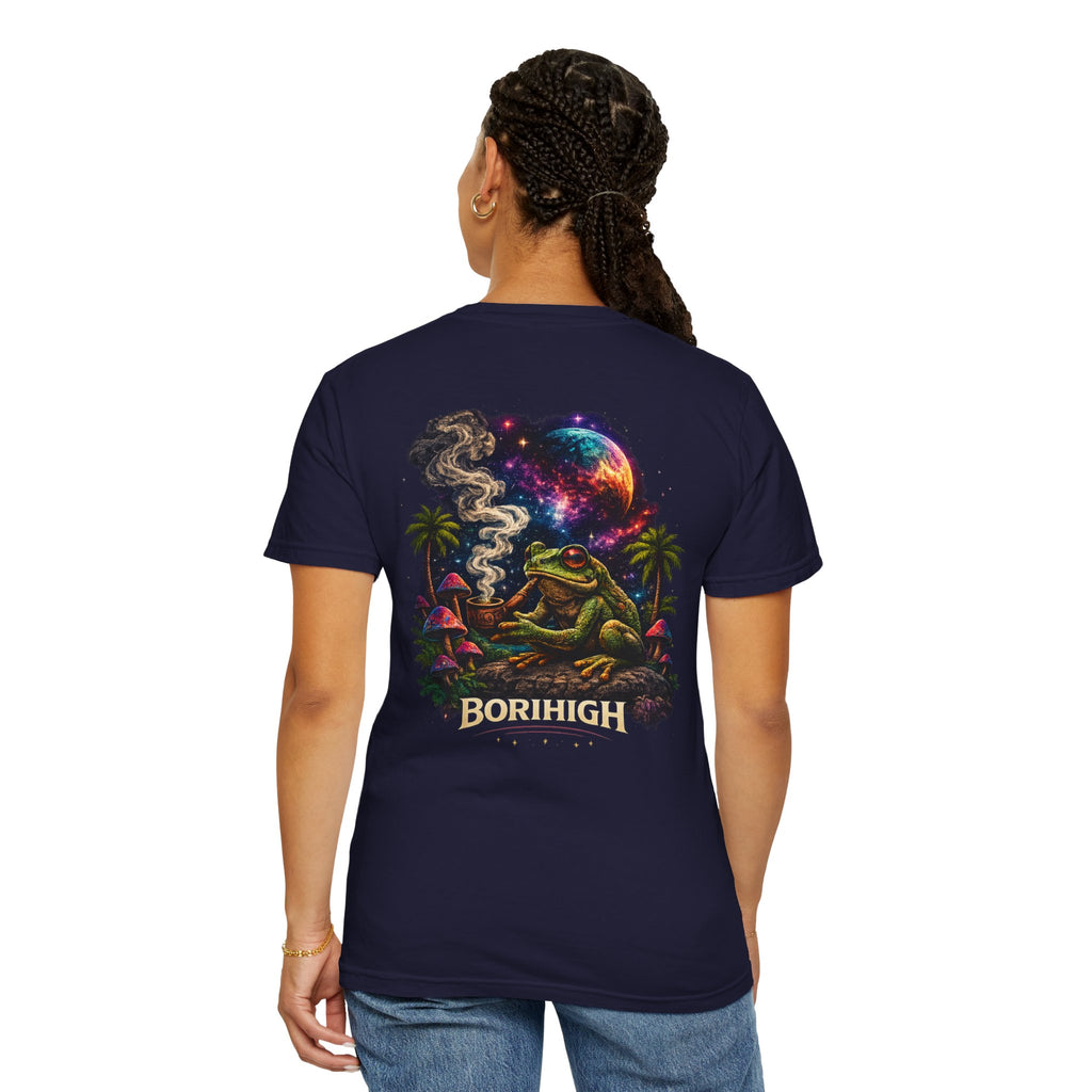 Frog Smoking Galaxy T-Shirt — 'Bonthigh' Retro Neon Graphic Tee