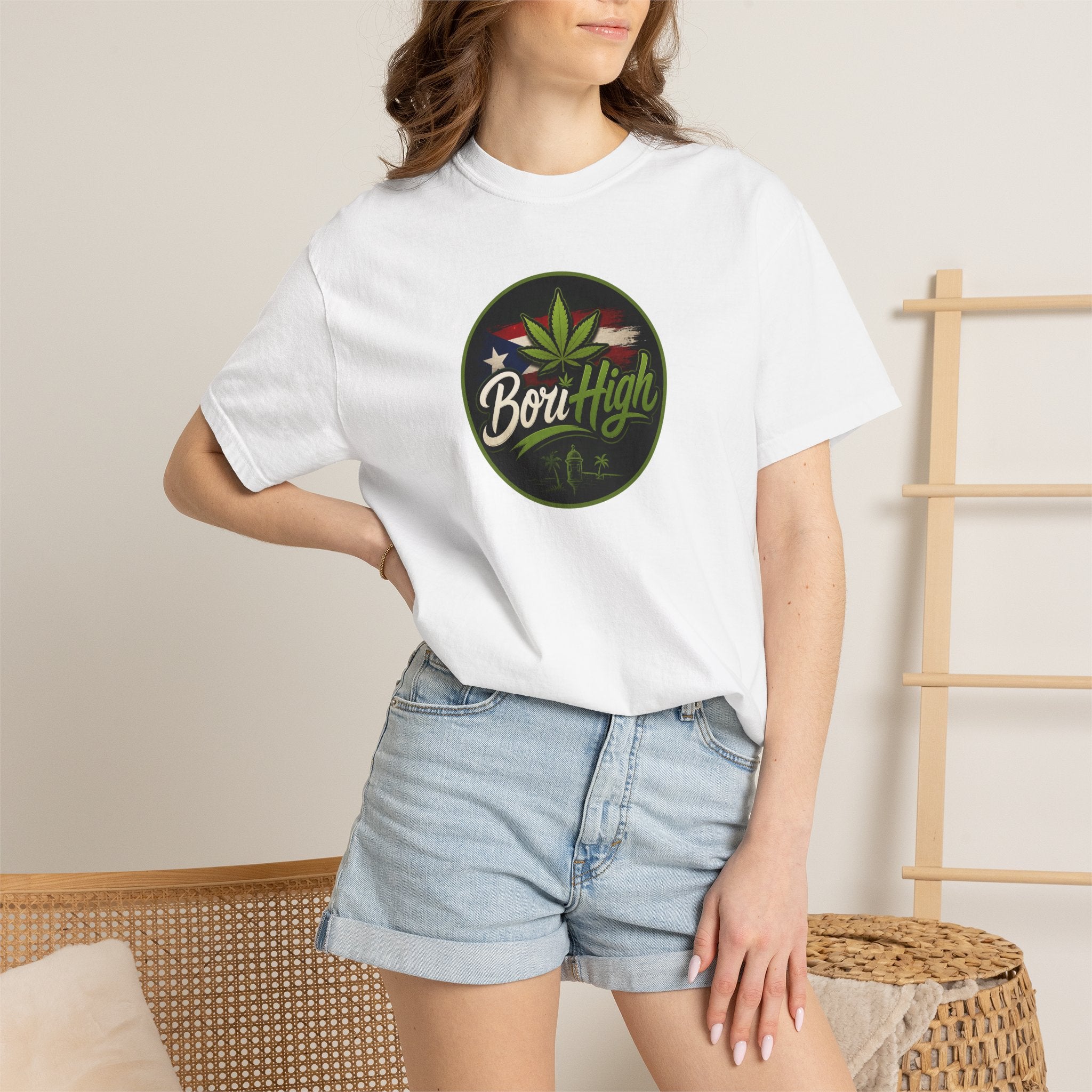Born High Cannabis Leaf Graphic T-Shirt — Retro Rasta Weed Tee