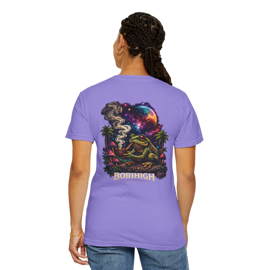 Frog Smoking Galaxy T-Shirt — 'Bonthigh' Retro Neon Graphic Tee
