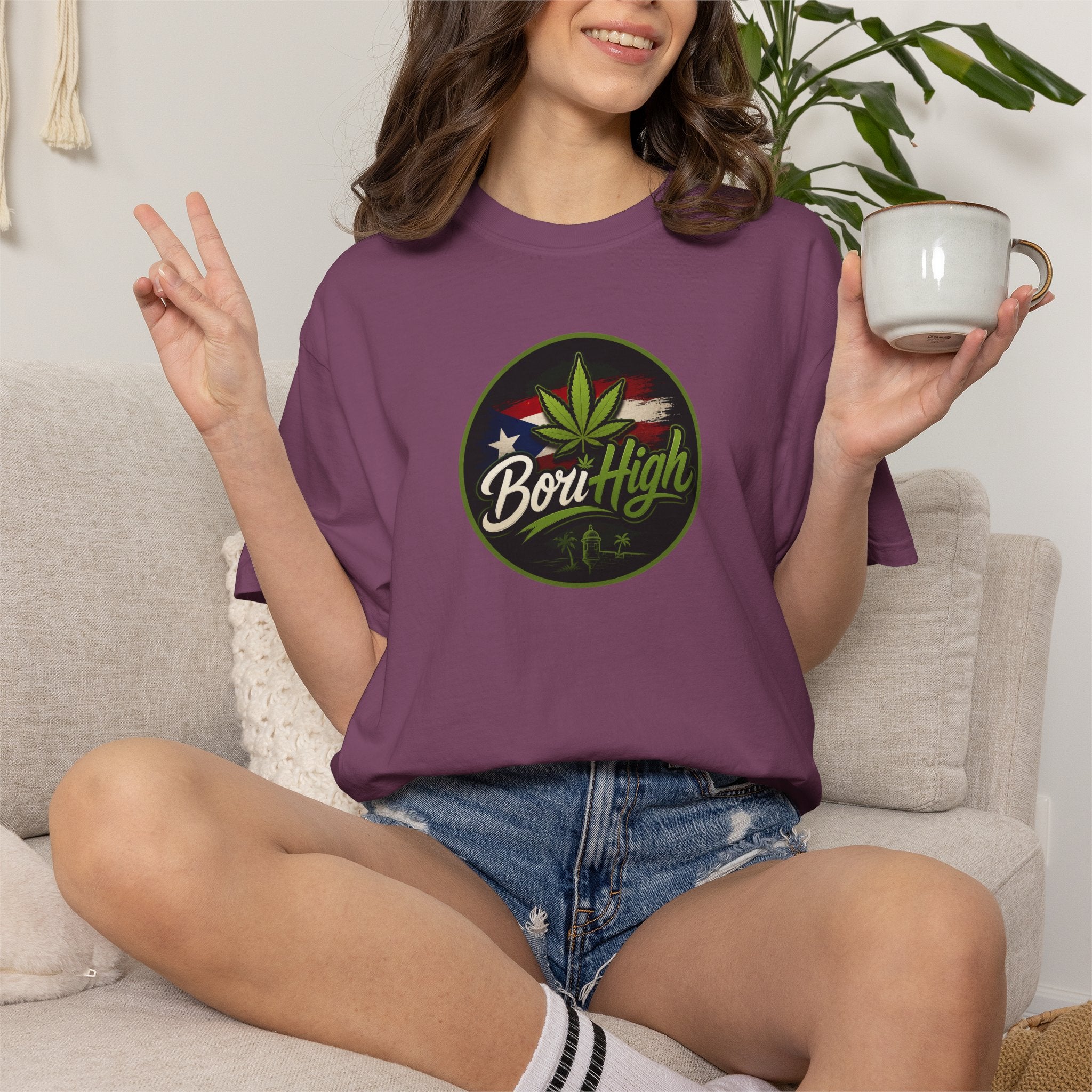 Born High Cannabis Leaf Graphic T-Shirt — Retro Rasta Weed Tee