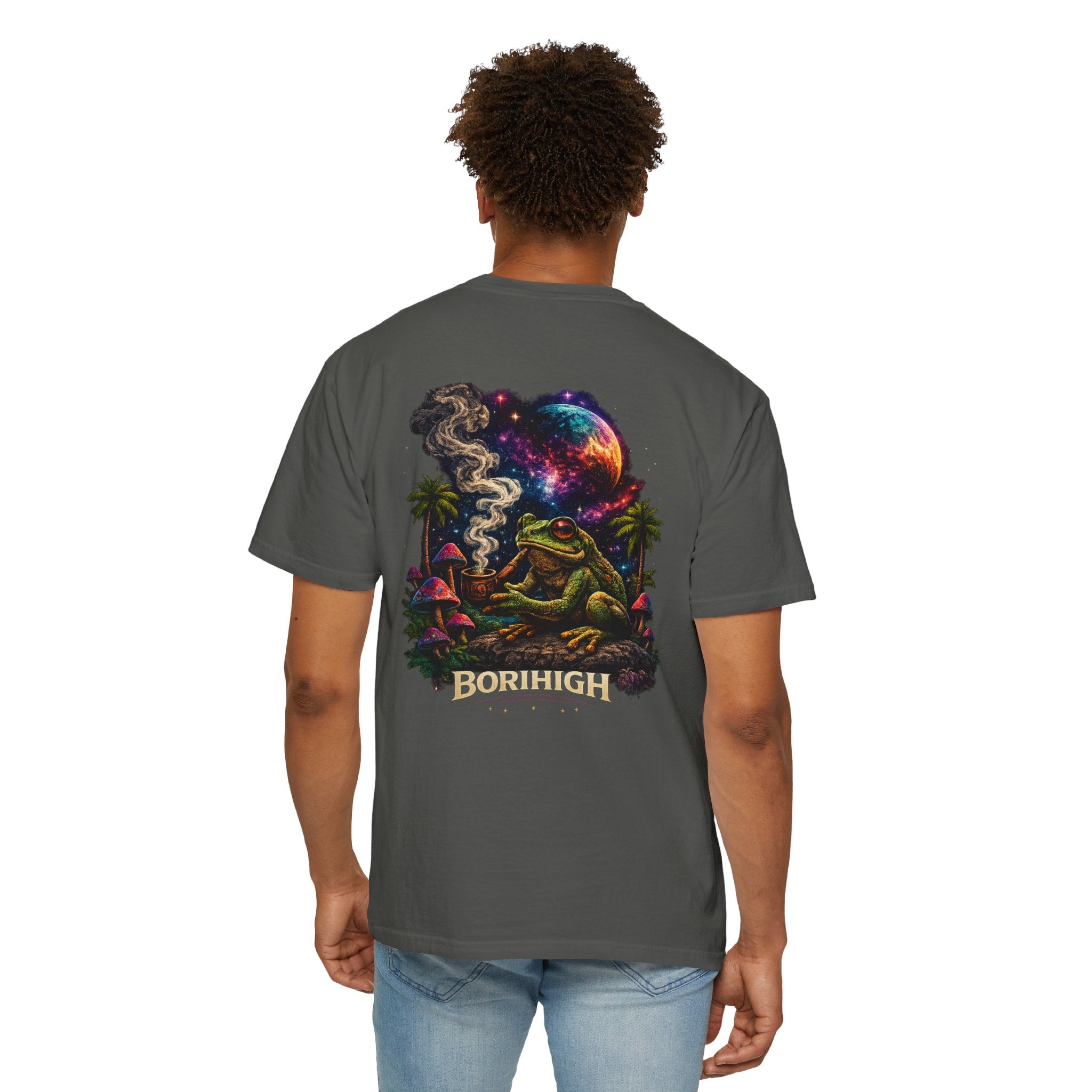 Frog Smoking Galaxy T-Shirt — 'Bonthigh' Retro Neon Graphic Tee