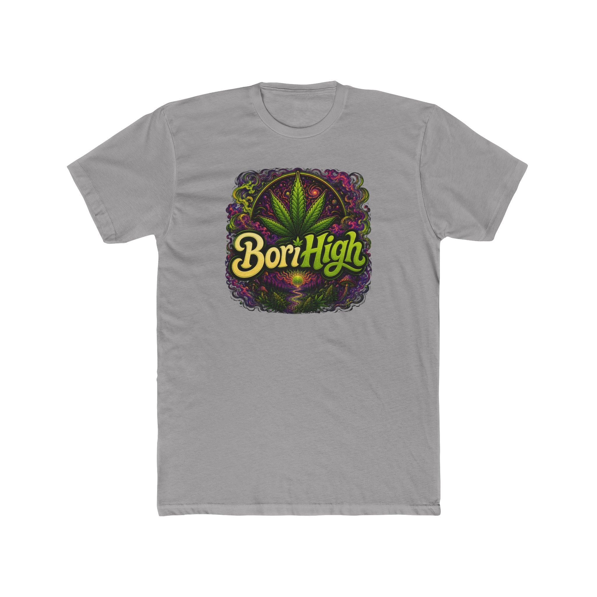 Bori High Cannabis Leaf Graphic Tee — Retro Stoner Vibe T-Shirt