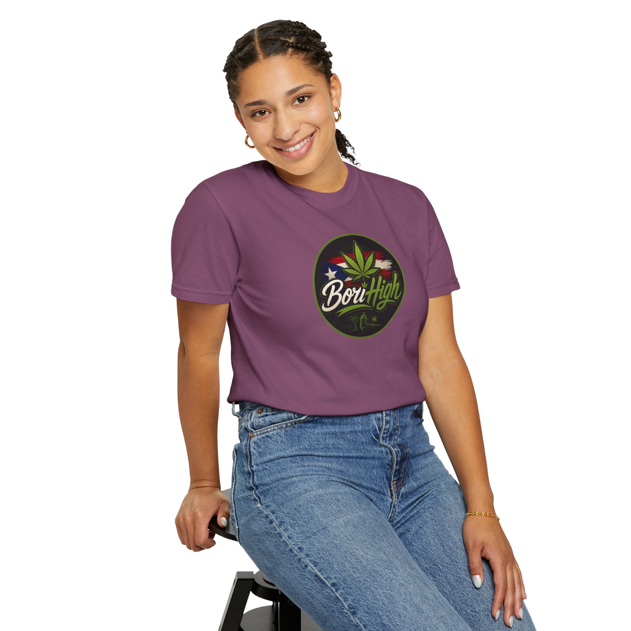 Born High Cannabis Leaf Graphic T-Shirt — Retro Rasta Weed Tee